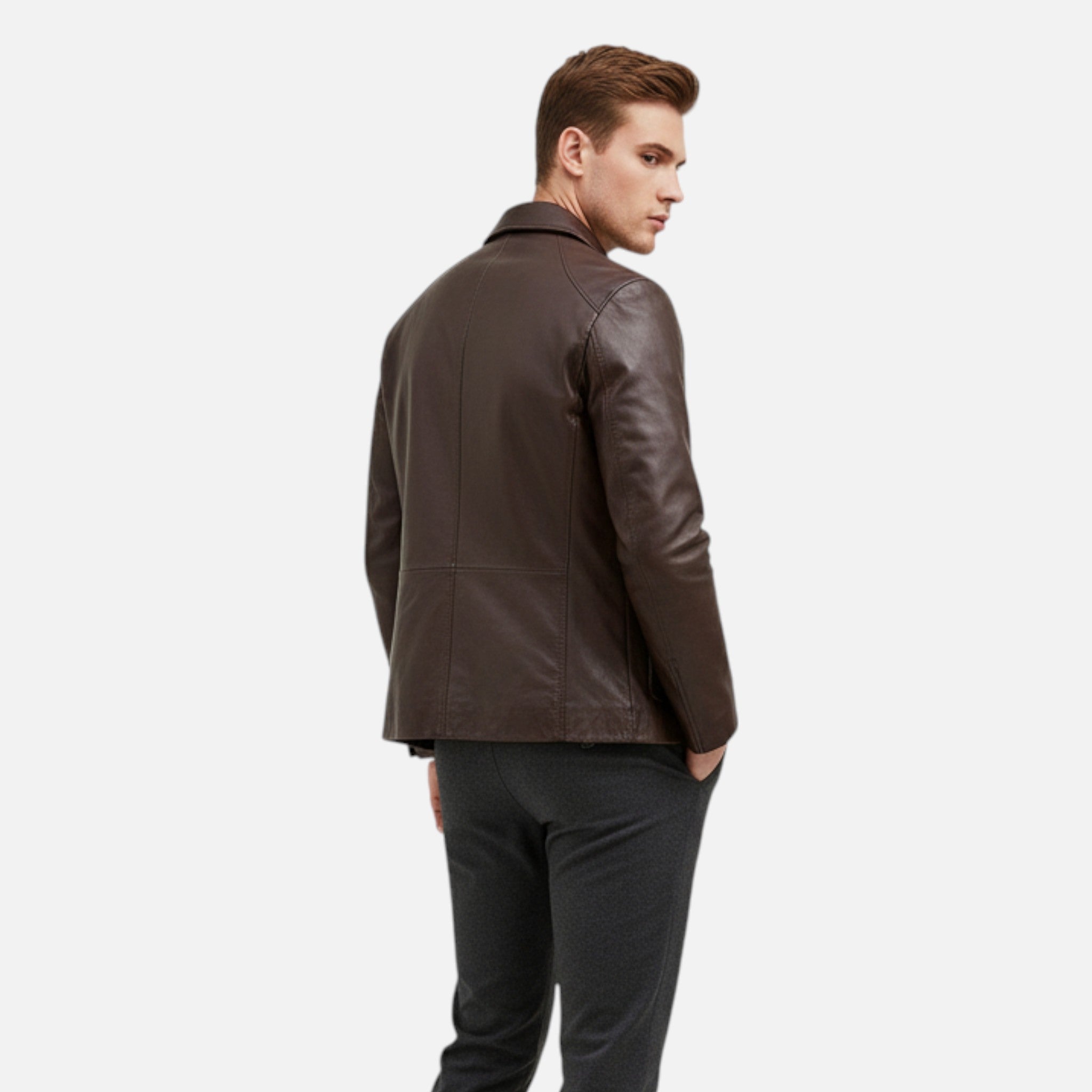 Men’s PU Leather Jacket – Stand Collar Autumn Elegance