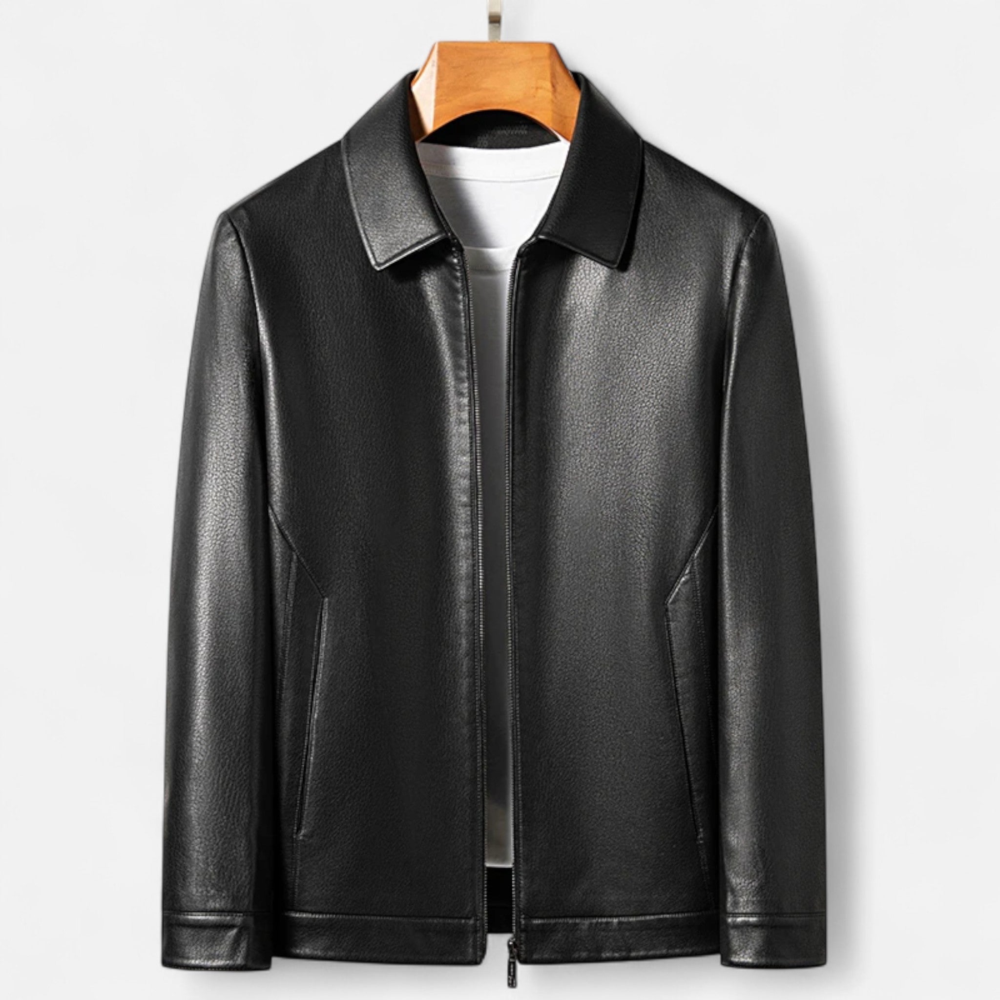 Men’s PU Leather Jacket – Stand Collar Autumn Elegance